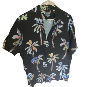 Men's GUESS Black Palm Tree Print Men's Shirt Tropical
